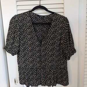 Madewell Floral Black Blouse